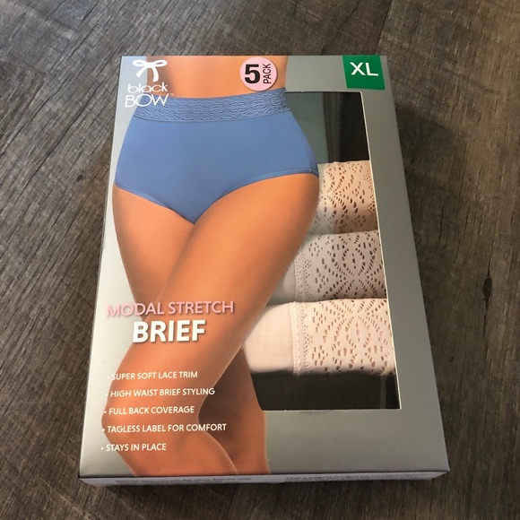 Black Bow Ladies' High Waist Brief, 5-pack - Picture 8 of 13